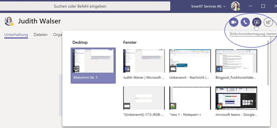 SmartIT-Blogbeitrag-Teams-Chat-Bildschirm-freigeben-1
